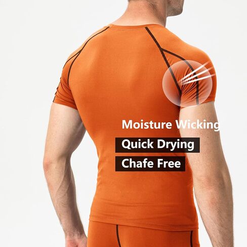 قميص ضغط للرجال رياضي قصير الأكمام بارد جاف تجريب تي شيرت طبقة أساسية قميص كرة القدم العلوي in Kuwait