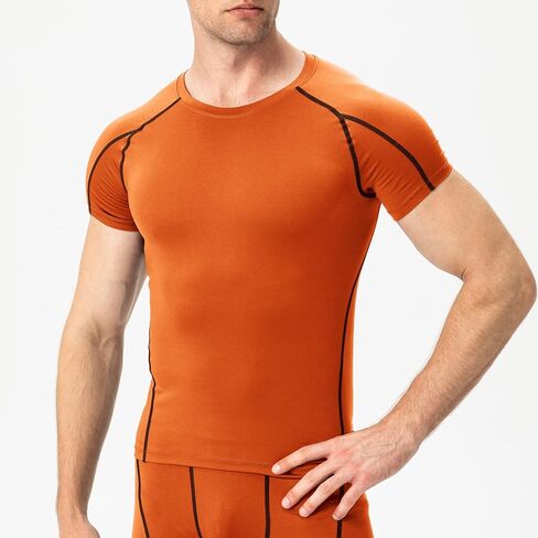 قميص ضغط للرجال رياضي قصير الأكمام بارد جاف تجريب تي شيرت طبقة أساسية قميص كرة القدم العلوي in Kuwait
