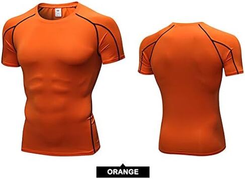 قميص ضغط للرجال رياضي قصير الأكمام بارد جاف تجريب تي شيرت طبقة أساسية قميص كرة القدم العلوي in Kuwait