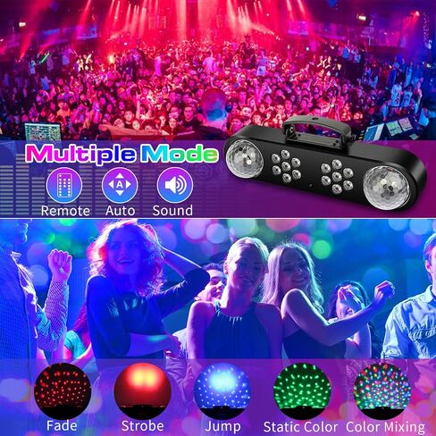 أضواء ديسكو دي جي مع حامل - مجموعة إضاءة بار حفلات المسرح مع كرة دوارة ملونة RGB LED Par Light نظام إضاءة للتحكم عن بعد يعمل بالصوت لحفلات الزفاف ونادي الحفلات in Kuwait
