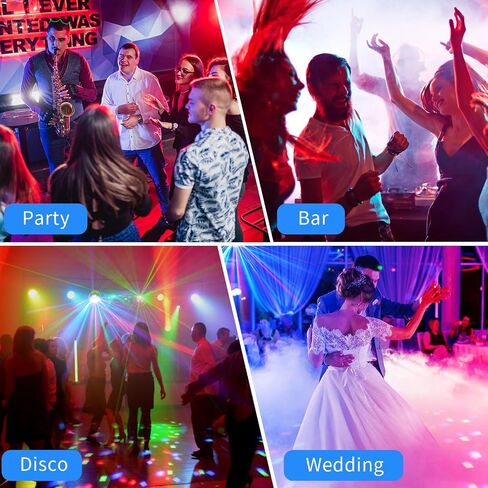أضواء ديسكو دي جي مع حامل - مجموعة إضاءة بار حفلات المسرح مع كرة دوارة ملونة RGB LED Par Light نظام إضاءة للتحكم عن بعد يعمل بالصوت لحفلات الزفاف ونادي الحفلات in Kuwait