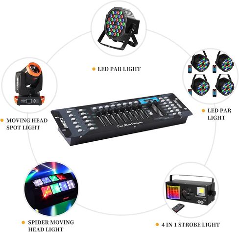 وحدة تحكم DMX 192 DMX 512 وحدة تحكم DJ Lights Controller Lighting Mixer Board DMX وحدة تحكم لأضواء DJ، عروض إضاءة الحفلات وحانات الديسكو وحانات النادي الليلي والرؤوس المتحركة in Kuwait