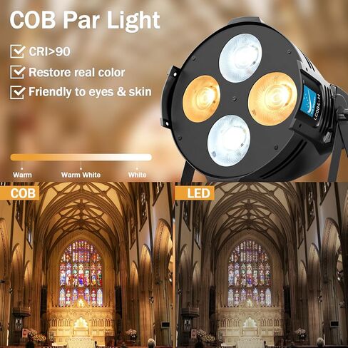 Stage Lights Warm & Cold White COB Stage Spotlight DMX Sound Activated LED Par Lights 4 * 40W 8400 Lumens Stage Lighting for Church, Performance, Wedding, Theater, Photo Studio, 1 Pack in Saudi Arabia