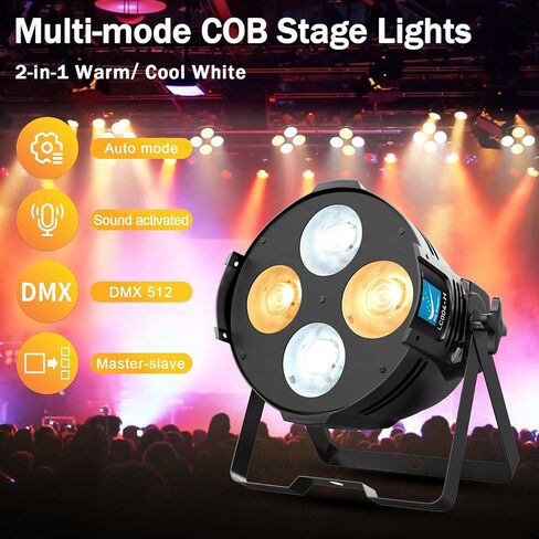 Stage Lights Warm & Cold White COB Stage Spotlight DMX Sound Activated LED Par Lights 4 * 40W 8400 Lumens Stage Lighting for Church, Performance, Wedding, Theater, Photo Studio, 1 Pack in Saudi Arabia