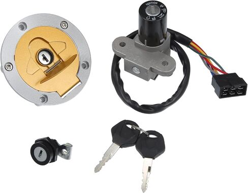 X AUTOHAUX 1 Set Motorcycle Ignition Switch Cylinder Fuel Gas Tank Cap Cover Lock Seat Lock w/ 2 Keys Motor Bike Ignition Cylinder Set in Saudi Arabia