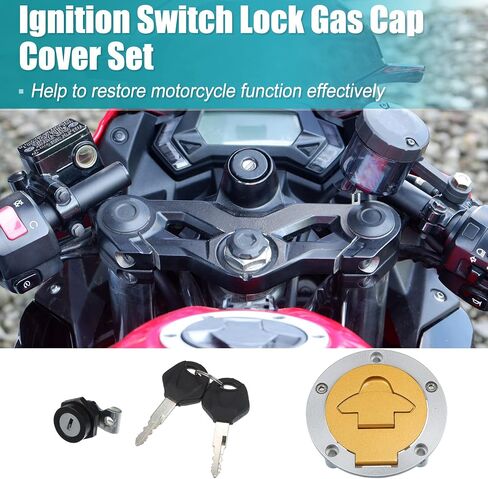 X AUTOHAUX 1 Set Motorcycle Ignition Switch Cylinder Fuel Gas Tank Cap Cover Lock Seat Lock w/ 2 Keys Motor Bike Ignition Cylinder Set in Saudi Arabia