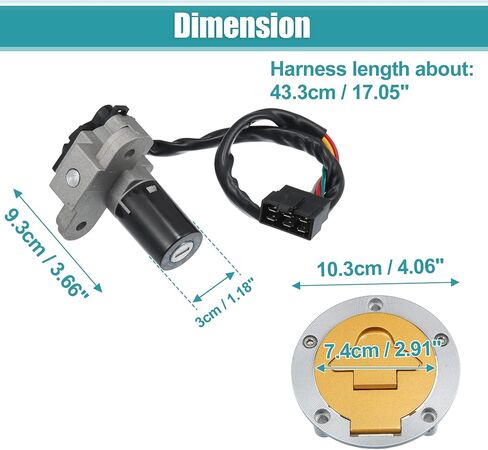 X AUTOHAUX 1 Set Motorcycle Ignition Switch Cylinder Fuel Gas Tank Cap Cover Lock Seat Lock w/ 2 Keys Motor Bike Ignition Cylinder Set in Saudi Arabia