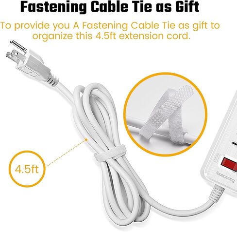 10Ft Extension Cord with Multiple Outlets, SUPERDANNY Flat Plug Surge Protector Power Strip 10 Ft Long Cord, 6 Outlets & 3 USB Ports, Charging Station for Home Office, College Dorm Room Essentials in Kuwait