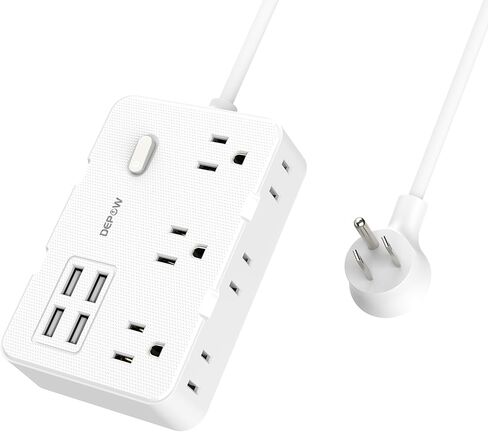 Power Strip with 6 AC Outlets and 4 USB-A Ports,Wall Mount 45° Angled Plug Charging Station with Power Switch, 3Ft Extension Cord for Cruise Ship, Dorm Room, Travel Essentials, White in Saudi Arabia