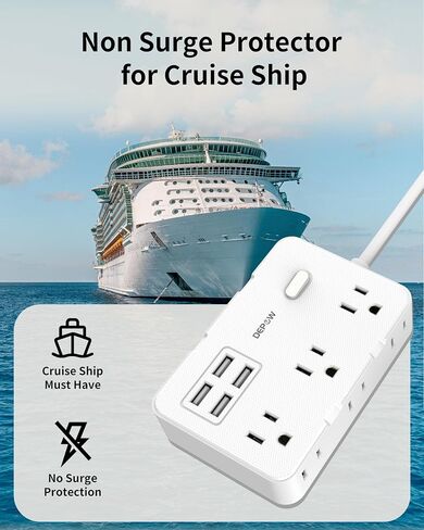 Power Strip with 6 AC Outlets and 4 USB-A Ports,Wall Mount 45° Angled Plug Charging Station with Power Switch, 3Ft Extension Cord for Cruise Ship, Dorm Room, Travel Essentials, White in Saudi Arabia