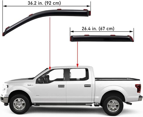 Lightronic WV194155 in-Channel Car Window Rain Guards Deflectors & Visors, Dark Smoke, 4-Pieces Set, Fits 2009-2014 Ford F-150 SuperCrew, 2010-2014 F-150 SVT Raptor SuperCrew in Saudi Arabia