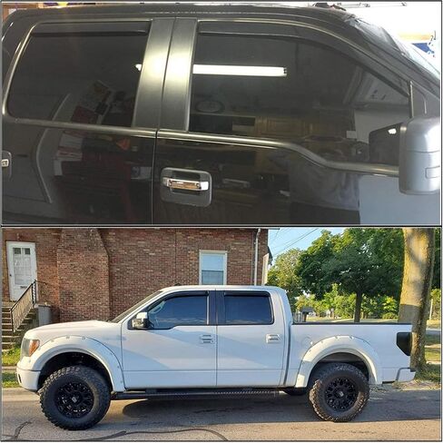 Lightronic WV194155 in-Channel Car Window Rain Guards Deflectors & Visors, Dark Smoke, 4-Pieces Set, Fits 2009-2014 Ford F-150 SuperCrew, 2010-2014 F-150 SVT Raptor SuperCrew in Saudi Arabia