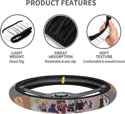 Astrology Sun Moon Celestial Steering Wheel Cover Auto Steering Wheel Protector Anti-Slip Breathable and Sweat Absorption Universal Car Accessories 15 inch Fit Auto SUV Sedan Vans Trucks in Saudi Arabia