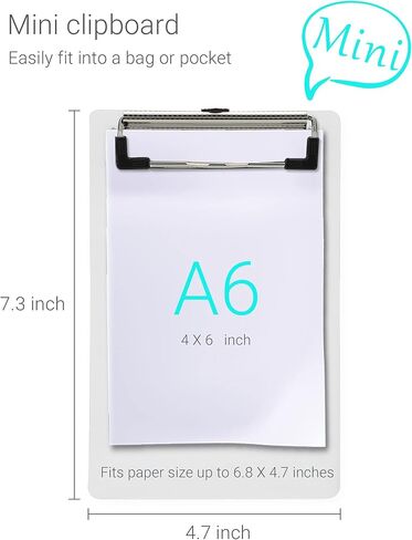 Mini Clipboard, Mymazn Small Clipboard 4.7x7.3 Inch Pretty Cute Clipboard Memo Size Pocket Clipboard Tiny A6 Clip Boards Plastic (5 Pack) in Kuwait