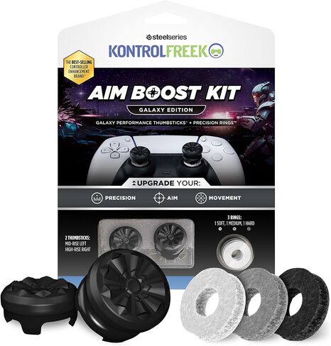 مجموعة KontrolFreek Aim Boost لوحدة تحكم بلاي ستيشن 5 (PS5) وبلاي ستيشن 4 (PS4) | تتضمن عصا الإبهام وحلقات دقيقة للأداء | إصدار جالاكسي الأسود in Kuwait