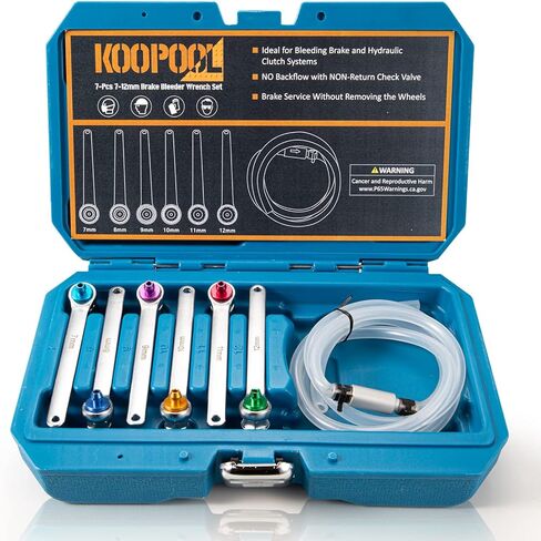 مجموعة مفاتيح نزيف الفرامل 7 قطع، 6 مفاتيح نزيف الفرامل (7/8/9/10/11/12 ملم) وخرطوم تصريف لأنظمة الفرامل والقابض الهيدروليكي in Kuwait