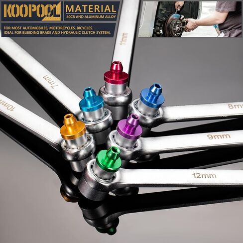 مجموعة مفاتيح نزيف الفرامل 7 قطع، 6 مفاتيح نزيف الفرامل (7/8/9/10/11/12 ملم) وخرطوم تصريف لأنظمة الفرامل والقابض الهيدروليكي in Kuwait