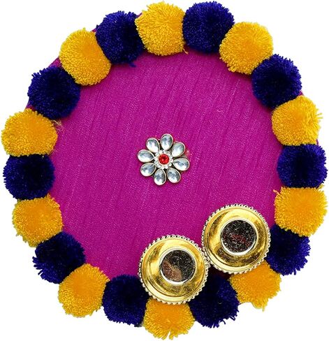 Rakhi Thali Plate Platter with Rakhi for Brother small Decorative Puja Pooja Thali with Rakhi Thread for Bhai Bhabhi Festival Raksha Bandhan Gift Set, Aarti Pooja Rituals & Gifting ( Size- 6") in Saudi Arabia