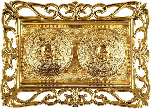 SATVIK 1 Pc Golden Decorative Designer Roli Chawal/Rice Holder, Kumkum Haldi Holder Rakhi Pooja Thali Indian Festival Diwali Pujan Mandir Tika Roli Plate Housewarming Gifts Items Pack in Saudi Arabia