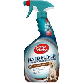 Simple Solution Hard Floor Extreme Pet Stain and Odor Eliminator Spray, Dog and Cat Enzyme Cleaner, Pro-Bacteria Cleaning Power, Strong Urine, Pee and Poop Smell Remover for Hardwood Floors, 32 oz
