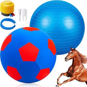 Giant Herding Ball with Ball Cover Anti Burst Ball Please Watch VCR for How to Inflation Horse Toys for Horses Stall Entertainment Play, Pump Included(Blue,30 Inches)
