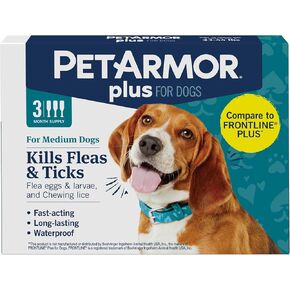 PetArmor Plus Flea and Tick Prevention for Dogs, Dog Flea and Tick Treatment, 3 Doses, Waterproof Topical, Fast Acting, Small Dogs (5-22 lbs)
