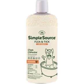 SimpleSource® Flea & Tick Shampoo for Dogs, Powered by Plants, Kills Fleas, Flea Eggs, Flea Larvae, & Ticks, & Mosquitos, Cleans & Deodorizes, 12oz Bottle
