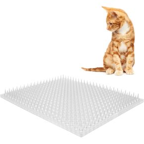 Zipcase 8 Pack Cat Repellent Deterrent Outdoor Scat Mat with Tape for Cats, Dogs, Pests Covers 12 Sq.ft, 16 x 13 Inches，8 Pack