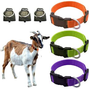 Pack of 8 Goat Collar, Goat Collar with Bell Pet Grazing Copper Bells, Adjustable and Durable Nylon Cow Horse Sheep Dog Collars, Anti-Lost Bronze Bell Accessories for Small Farm Animal Pet