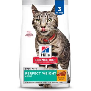 Hill's Science Diet Perfect Weight, Adult 1-6, Weight Management Support, Dry Cat Food, Chicken Recipe, 15 lb Bag