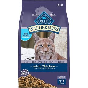 Blue Buffalo Wilderness Natural Adult Dry Cat Food, High-Protein and Grain-Free Diet, Supports Healthy Muscle Development and a Healthy Immune System, Chicken, 12-lb. Bag