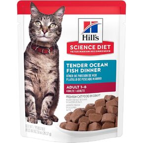 Hill's Science Diet Adult 1-6, Adult 1-6 Premium Nutrition, Wet Cat Food, Variety Case: Tuna, Chicken, Ocean Fish Stew, 2.8 oz Pouch Variety Case, Case of 12