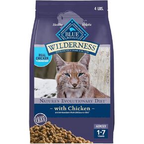 Blue Buffalo Wilderness Natural Adult Dry Cat Food, High-Protein and Grain-Free Diet, Supports Healthy Muscle Development and a Healthy Immune System, Chicken, 12-lb. Bag