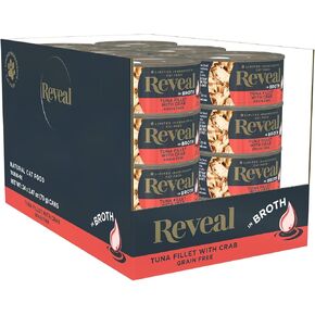 Reveal Natural Wet Cat Food, 24 Count, Grain Free, Limited Ingredient Canned Food for Cats, Tuna Fillet in Broth, 2.47 oz Cans