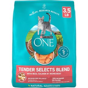 Purina ONE Natural Dry Cat Food, Tender Selects Blend With Real Salmon - 3.5 lb. Bag
