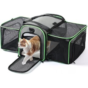 Gardner Pet Cat Carrier, 16" x 11" x 11" Cat Carriers Airline Approved, Breathable Mesh, Expandable Soft-Sided Carrier for Travel, BPA-Free for Cat & Small Dog