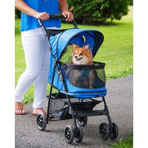 Pet Gear No-Zip Happy Trails Pet Stroller for Cats/Dogs, Zipperless Entry, Easy Fold with Removable Liner, Safety Tether, Storage Basket + Cup Holder, Blush