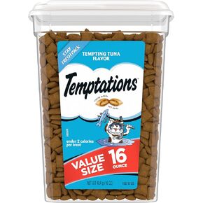 Temptations Classic Crunchy and Soft Cat Treats Tempting Tuna Flavor, 16 oz. Tub