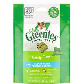 Greenies Feline Adult Natural Dental Care Cat Treats, Catnip Flavor, 9.75 oz. Tub