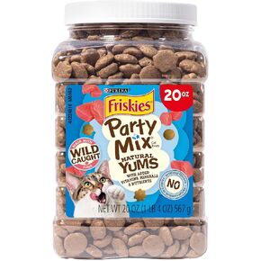 Purina Friskies Cat Natural Cat ، وخلط الحفلات المزيج الطبيعي مع التونة البرية والفيتامينات المضافة والمعادن والمواد المغذية - 20 أوقية. علبة