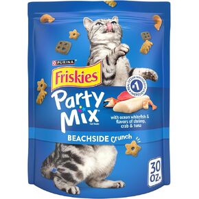 Purina Friskies Cat Treats ، Party Mix Mix Beachside Crunch - 30 أوقية. كيس