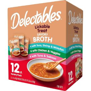 Delectables Savory Broths Lickable Wet Cat Treat Variety Pack, 12Count(Pack of 1)