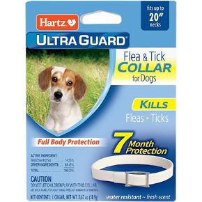 Hartz UltraGuard Flea & Tick Collar for Dogs and Puppies, 7 Month Flea and Tick Protection and Prevention Per Collar, White, Up to 20 Inch Neck