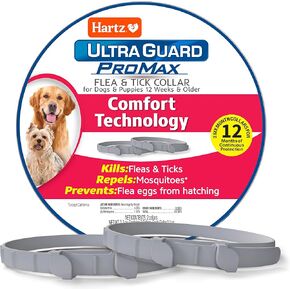 Hartz UltraGuard ProMax Flea & Tick Collar for Dogs I 12 Months Protection I Soft & Comfortable Flea & Tick Prevention I 2 Pack,Gray