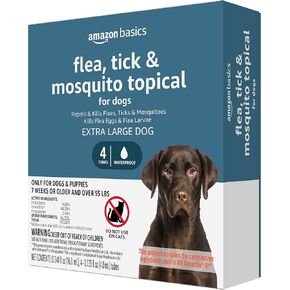 Amazon Basics Flea, Tick & Mosquito Topical Treatment for X-Large Dogs (over 55 pounds), 6 Count (Previously Solimo)