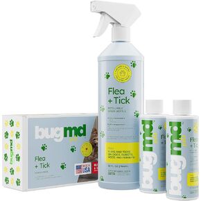 Bugmd Flea و Trick Concentrate (3.7 أوقية) - صيغة أساسية تعمل بالزيت ، والتحكم في البراغيث ، والقراد ، والعث في الكلاب والحيوانات الأخرى ، والرش على أسرّة الحيوانات الأليفة ، و BEANELS