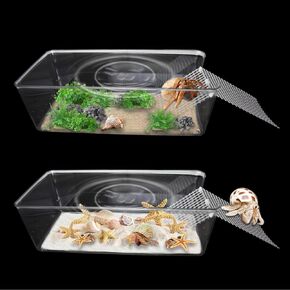 2 Packs Hermit Crab Water Tank - Ideal Hermit Crab Pool and Tank Combination - Hermit Crab Water Tank with Cuttable Climbing Ramp