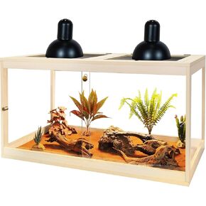 Reptile Terrarium Tank Up to 78 Gallon, Lizard Tank Bearded Dragon Tank with Metal Mesh Roof Door, Snake Tank with Lock Design (Black, 27 Gallon Volume, 24 Inch Length)