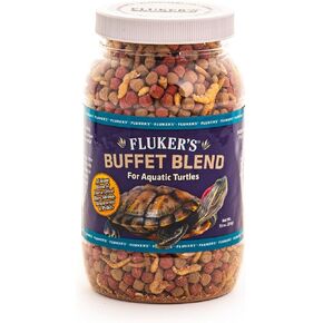 Fluker's Buffet Blend Aquatic Formula, Turtle Food with Freeze, Dried Shrimp, Mealworms, and Vitamin Enriched Pellets, 7.5 oz