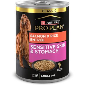 Purina Pro Plan Sensitive Skin and Stomach Dog Food Wet Classic Pate Salmon and Rice Entrée - (Pack of 12) 13 oz. Cans